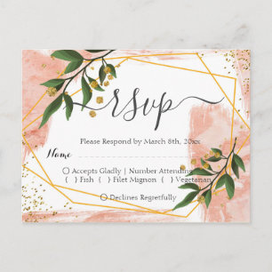 Carte Postale Cadre Or moderne ivoire vert Floral RSVP
