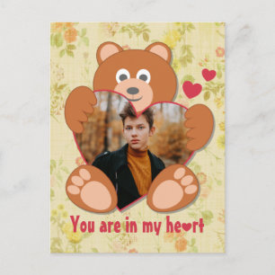 Carte Postale Cadre photo moderne mignon jaune Teddy Ours Coeur