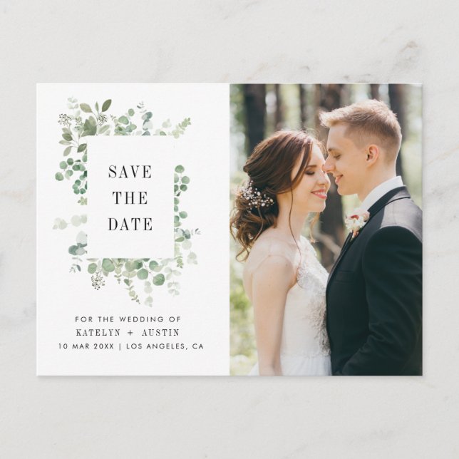 Carte Postale cadre verdoyant lettrage mariage enregistrer la da (Devant)