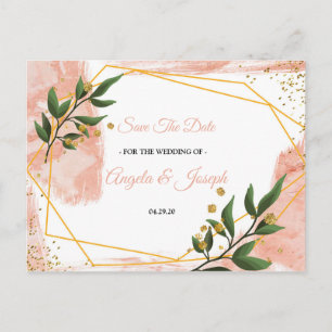 Carte Postale Cadres d'or moderne ivoire vert floral Enregistrer