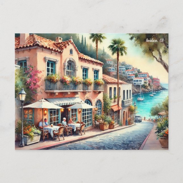 Carte Postale Café à Avalon Catalina Island Californie (Devant)