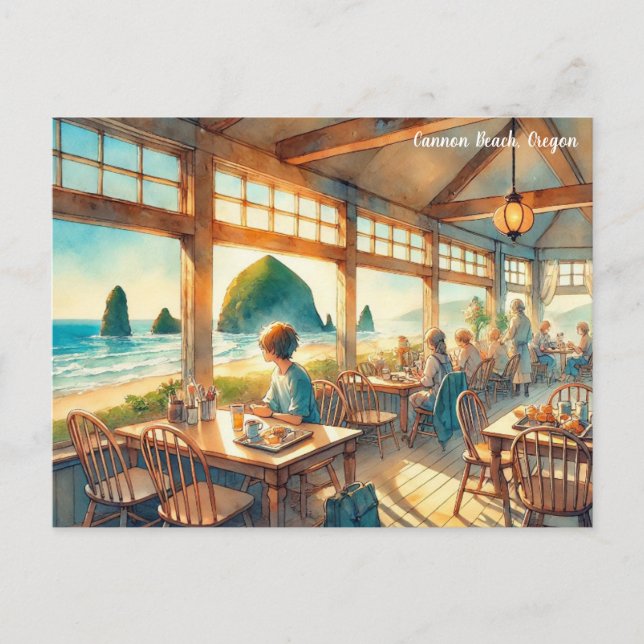 Carte Postale Café à Cannon Beach Oregon Travel (Devant)