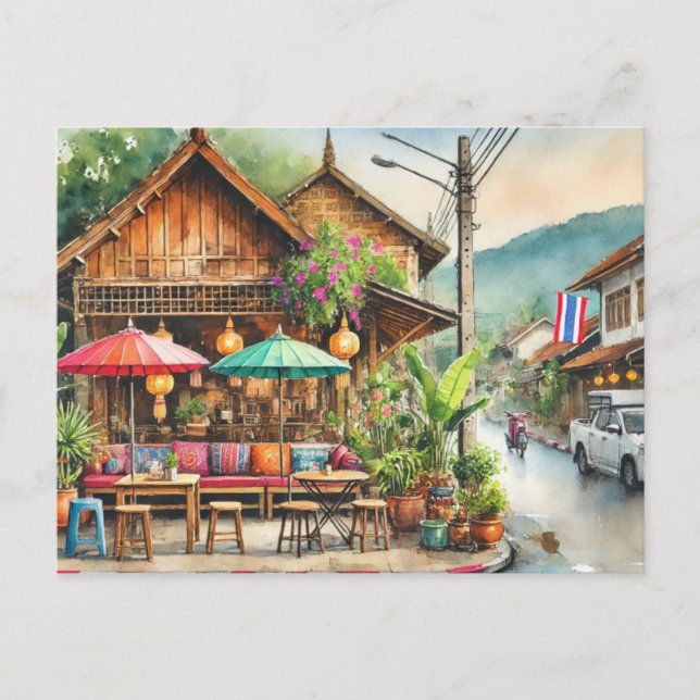 Carte Postale Café à Chiang Mai (Devant)
