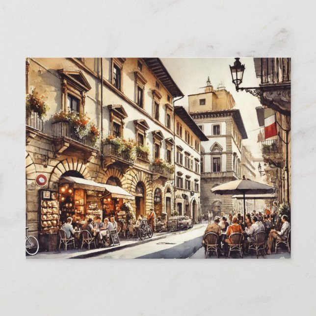 Carte Postale Café à Florence Italie (Devant)