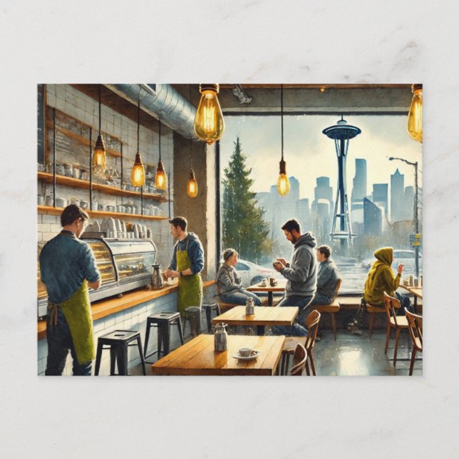 Carte Postale Café à Rainy Seattle (Devant)