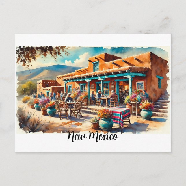 Carte Postale Café à Taos Nouveau-Mexique (Devant)