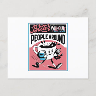 Carte Postale Café Antisocial Mieux sans les gens autour