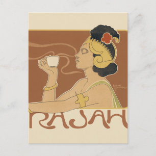 Carte Postale Café Art Nouveau vintage Rajah, dame avec café