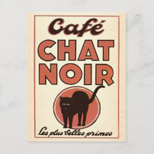 Carte Postale Café chat noir
