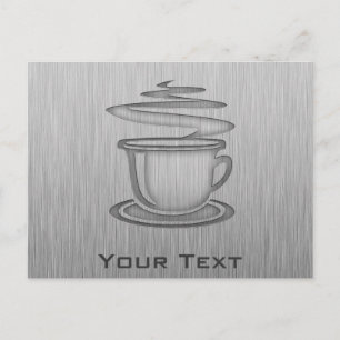 Carte Postale Café chaud ; Aspect métallique