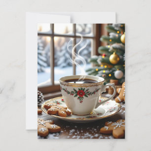 Carte Postale Café chaud et pain d'épices Cookies Noël