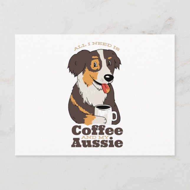 Carte Postale Café Chien Aussie (Devant)