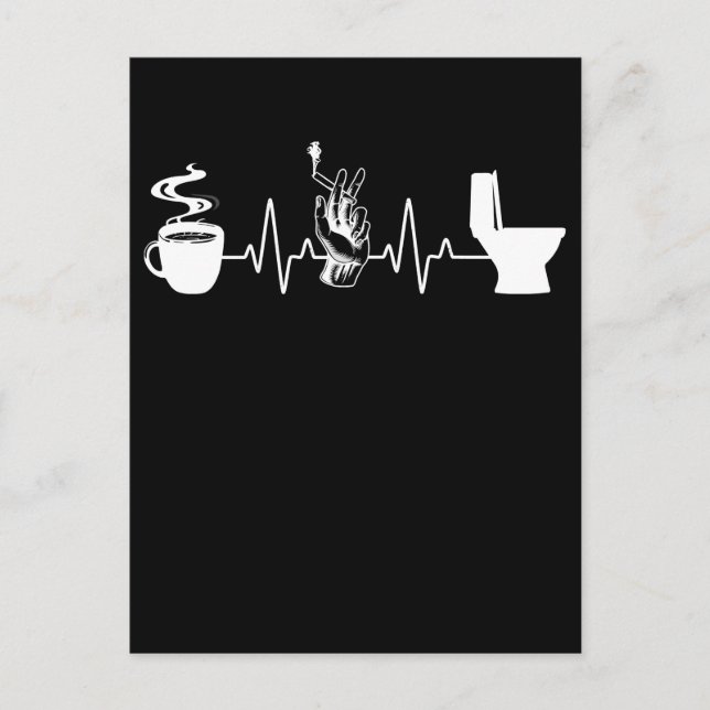 Carte Postale Café Cigarette Toilette Humour fumeur (Devant)