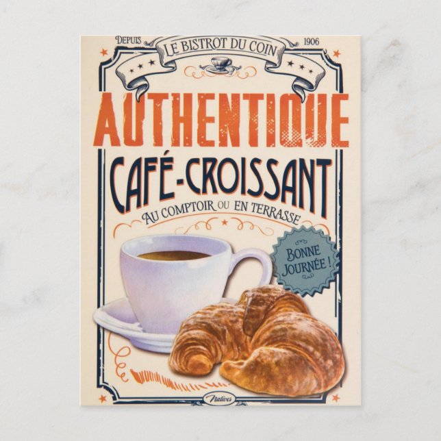 Carte Postale Café croissant (Devant)