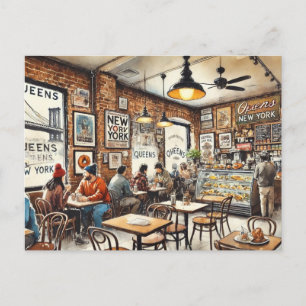 Carte Postale Café dans le Queens de New York