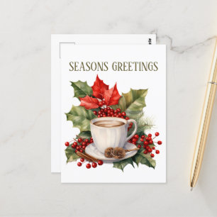 Carte Postale café de Noël festif ajouter du texte