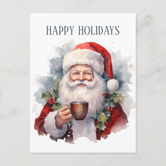 Carte Postale café de Noël festif Père Noël ajouter du texte (Devant)