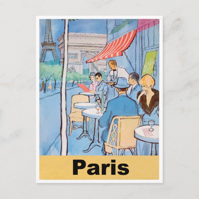 Carte Postale Café de rue à Paris (Devant)