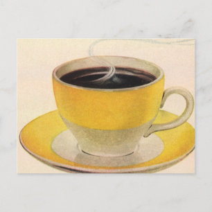 Carte Postale Café d'illustration vintage en Coupe Jaune