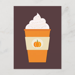 Carte Postale Café en latte d'épice citrouille