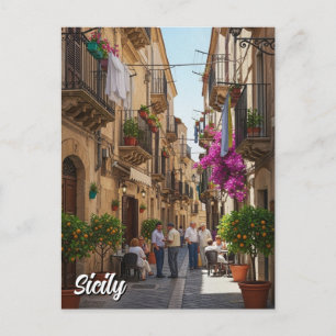 Carte Postale Café en Sicile Italie