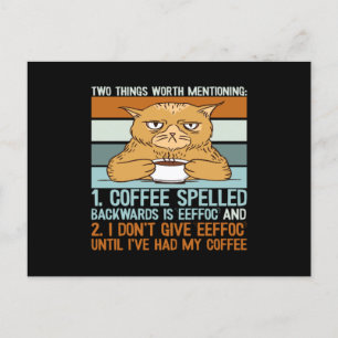 Carte Postale Café épelé à l'envers - Chat drôle