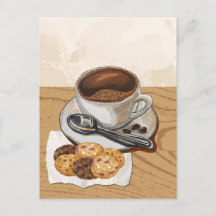 Carte Postale Café et cookies