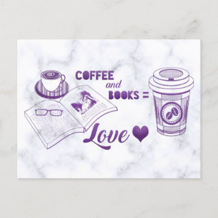 Carte Postale Café et livres Lecture agréable