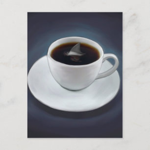 Carte postale café fin requin