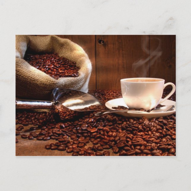 Carte Postale Café frais au sol (Devant)