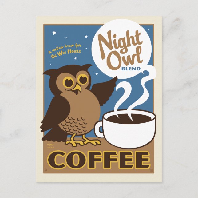 Carte Postale Café Night Owl (Devant)