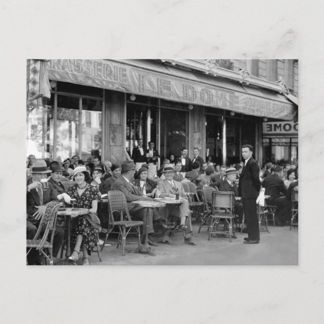 Carte Postale Café Paris Noir & Blanc (Devant)