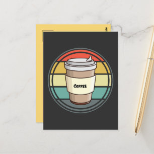 Carte Postale Café rétro boisson chaude pour aller