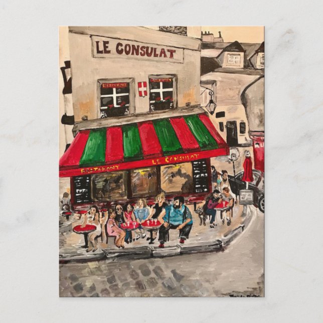 Carte Postale "Café rue Norvins, Montmartre" Paris (Devant)