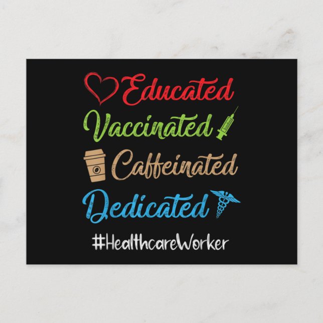 Carte Postale Caffiné vacciné éduqué dédié (Devant)
