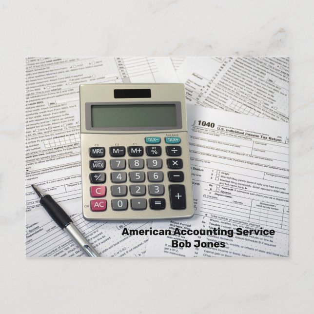 Carte Postale calculateur sur les formulaires d'impôt sur le rev (Devant)