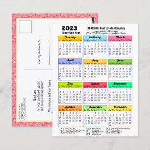 Carte Postale Calendrier 2023 Parties scintillant rose moderne S