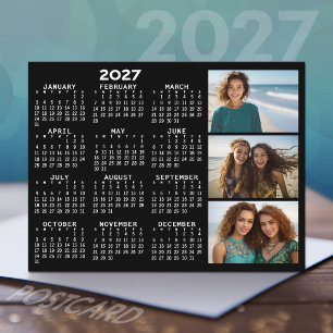 Carte Postale Calendrier 2027 3 Photos Noir Minimal Basique