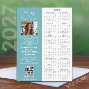Carte Postale Calendrier 2027 avec logo, code QR, photo et plus