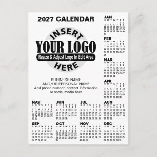 Carte Postale Calendrier 2027 avec logo Coordonnées