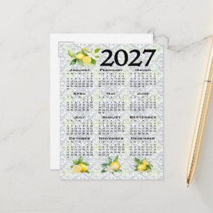 Carte Postale Calendrier 2027 Citrons Italien Méditerranéen Carr