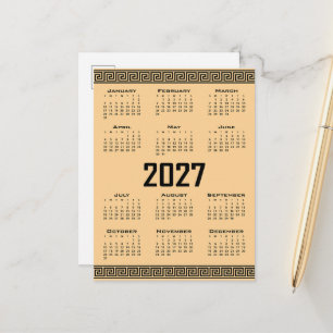 Carte Postale Calendrier 2027, Grecque, Noir sur Beige