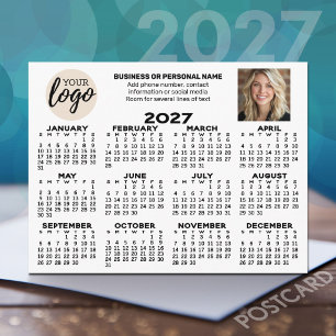 Carte Postale Calendrier 2027 - logo photo entreprise contact bl