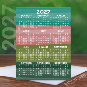 Carte Postale Calendrier 2027 - motif moderne de rayures abstrai