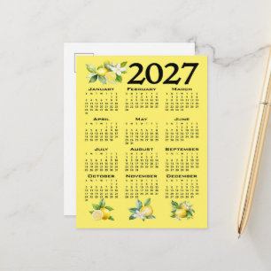 Carte Postale Calendrier 2027 style italien citrons jaunes