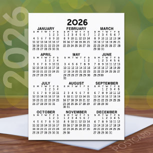 Carte Postale Calendrier d'affichage de l'année complète - Minim