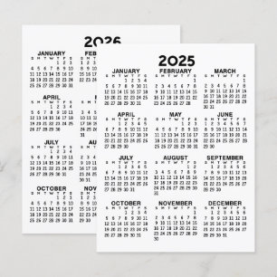 Carte Postale Calendrier de l'année 2025 et 2026 - Minimal de ba