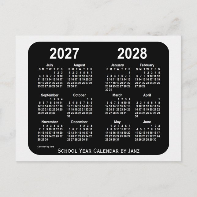 Carte Postale Calendrier de l'année scolaire 2027-2028 Smokey Ne (Devant)