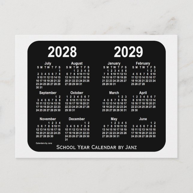 Carte Postale Calendrier de l'année scolaire 2028-2029 Smokey Ne (Devant)
