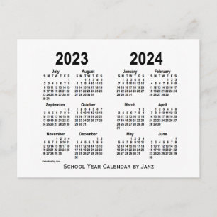 Carte Postale Calendrier de l'année scolaire blanche 2023-2024 p